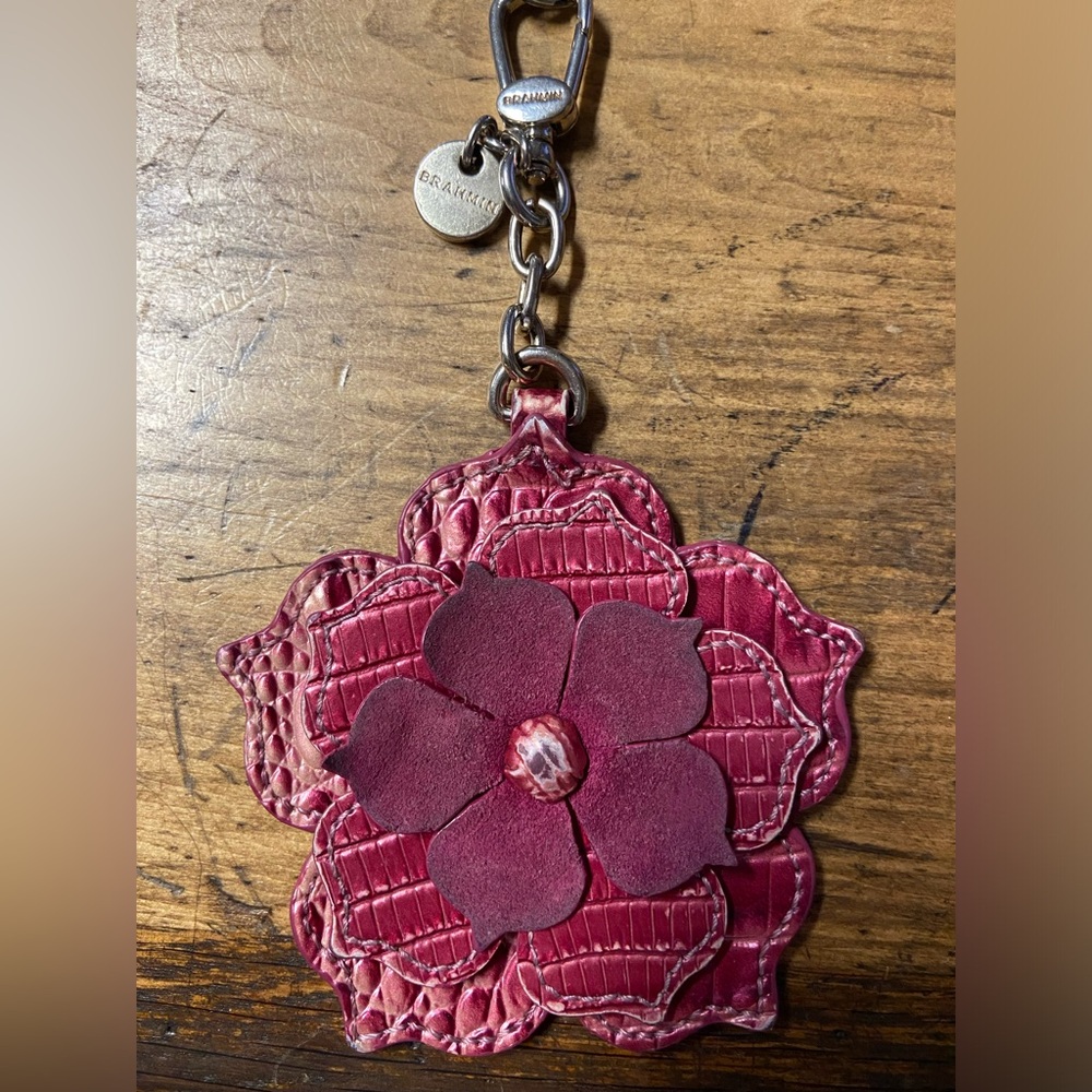 Brahmin Pink Key & Card Holder Floral Design
